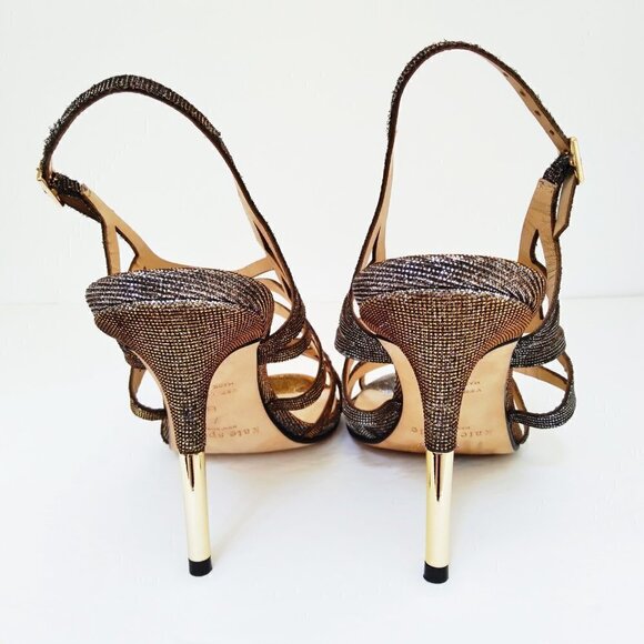 Kate Spade N.Y. 'Issa'  Metallic  Dress Sandals with Gold Tipped Heels Sz 7B - Picture 4 of 11